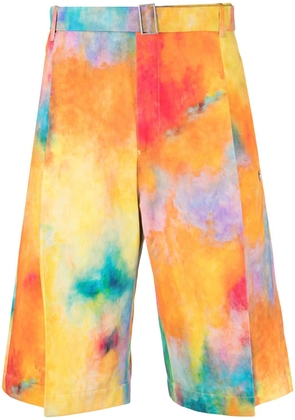 Etudes tie-dye-print pleated wide-leg shorts - Orange