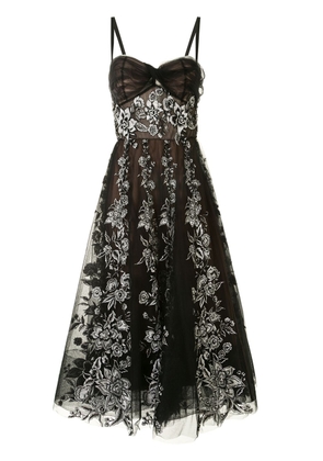Marchesa floral embroidered tulle dress - Black