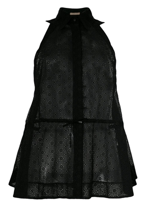 Alaïa Pre-Owned 2017 sheer drawstring sleeveless shirt - Black