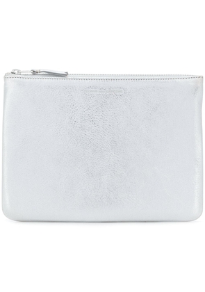 Comme Des Garçons Wallet logo-embossed leather purse - Metallic