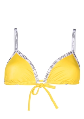 Calvin Klein logo-print strap bikini top - Yellow