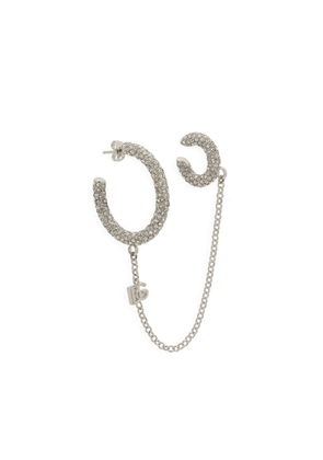 Dolce & Gabbana crystal-embellished logo-pendant earring - Silver