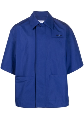 Off-White logo-embroidered short-sleeve shirt - Blue