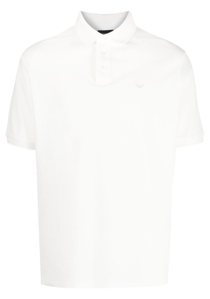 Emporio Armani logo-embroidered polo collar - White