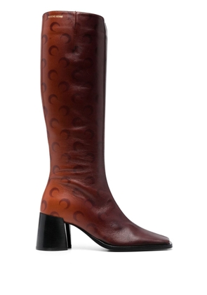 Marine Serre 70mm airbushed-leather knee boots - Brown
