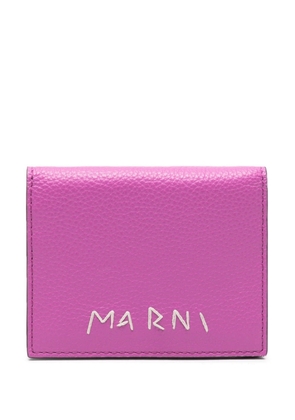 Marni logo-embroidered leather wallet - Pink