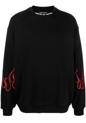 Vision Of Super flames-embroidered cotton sweatshirt - Black