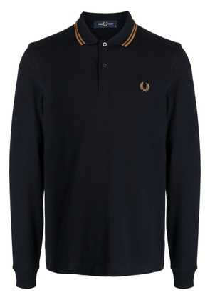 Fred Perry logo-embroidered cotton polo shirt - Blue