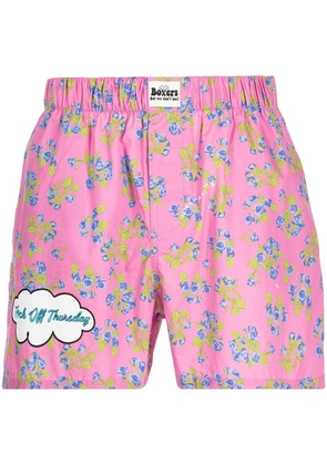 DUOltd floral-print slogan boxer shorts - Pink