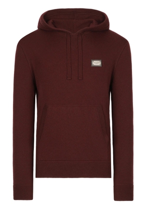 Dolce & Gabbana logo-plaque knitted hoodie - Brown