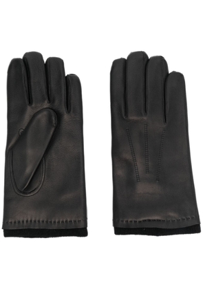 Paul & Shark logo-plaque leather gloves - Black