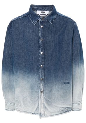 MSGM logo-embroidered cotton shirt - Blue