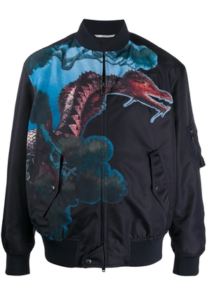 Valentino Garavani Dragons Garden print bomber jacket - Blue