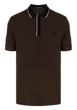Fred Perry logo-embroidered polo shirt - Brown