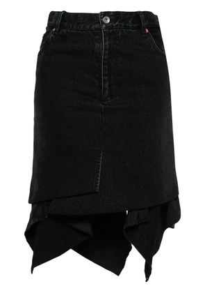 sacai asymmetric-design denim skirt - Black