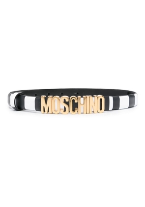 Moschino striped leather belt - Black