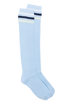 Marni striped-edge ribbed knee socks - Blue