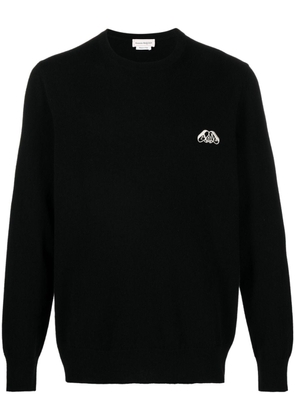 Alexander McQueen logo-embroidered cashmere blend jumper - Black