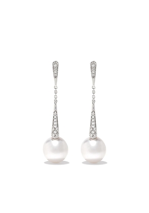 Yoko London 18kt white gold Trend diamond and pearl drop earrings - Silver