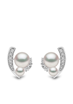 Yoko London 18kt white gold Trend freshwater pearl and diamond earrings - Silver