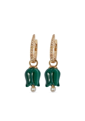 Annoushka 18kt yellow gold Tulip diamond and malachite drop earrings