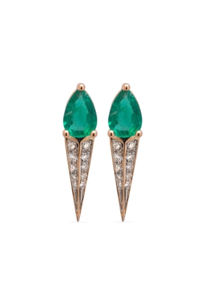 Gaelle Khouri 18kt rose gold Unitáire diamond and emerald earrings - Pink