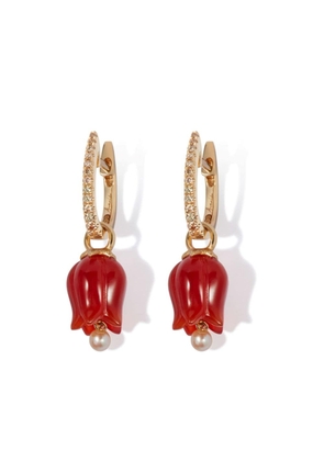 Annoushka 18kt yellow gold Tulip diamond and agate drop earrings