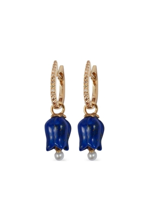 Annoushka 18kt yellow gold Tulip diamond and lapis lazuli drop earrings