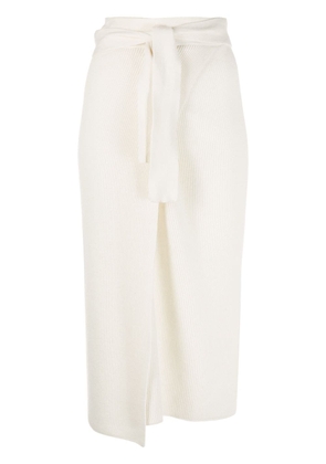 Cashmere In Love ribbed-knit wrap skirt - White