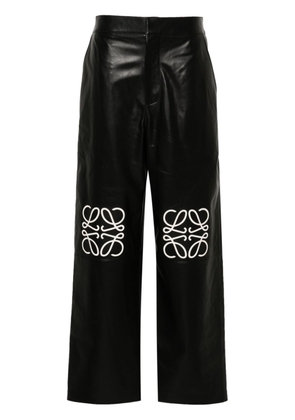 LOEWE Anagram-motif leather palazzo pants - Black