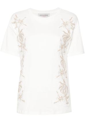 ERMANNO FIRENZE floral-embroidery cotton T-shirt - White