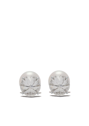 TASAKI platinum refined rebellion diamonds and Akoya pearl earrings - Silver