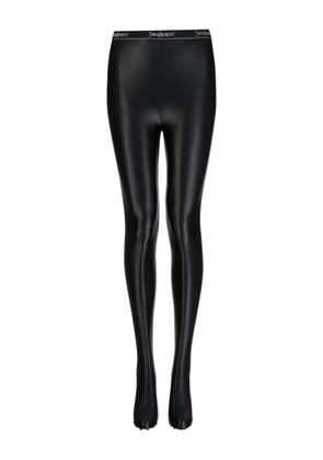 Saint Laurent logo-jacquard footed leggings - Black
