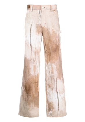 Andersson Bell abstract-print loose-cut jeans - Neutrals