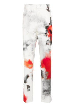 Alexander McQueen blotch-print slim-fit trousers - White
