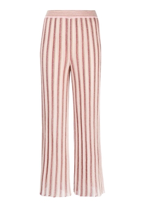 Missoni lurex-detailed fine-knitted straight-legged trousers - Pink