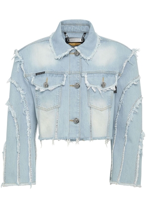 Philipp Plein cropped cotton denim jacket - Blue