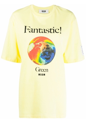 MSGM graphic-print organic cotton T-shirt - Yellow