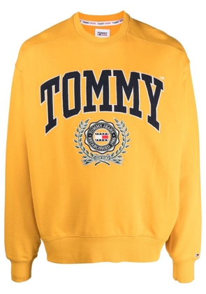 Tommy Jeans logo-patch cotton hoodie - Yellow