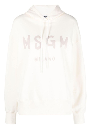 MSGM logo-print cotton hoodie - Neutrals