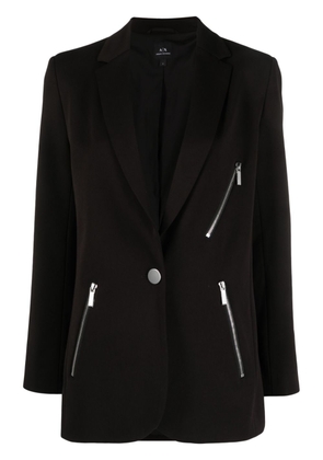Armani Exchange zip-pockets single-breasted blazer - Black