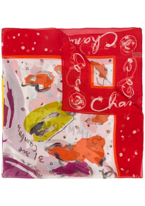 CHANEL Pre-Owned 1990s abstract-print silk scarf - Red