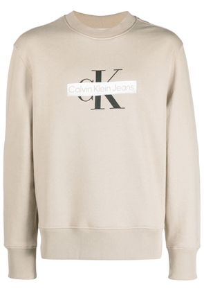 Calvin Klein Jeans logo-print cotton blend sweatshirt - Neutrals