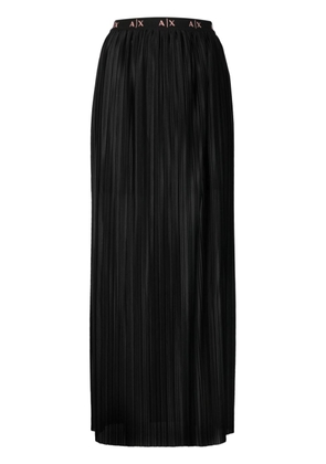 Armani Exchange logo-waistband pleated skirt - Black