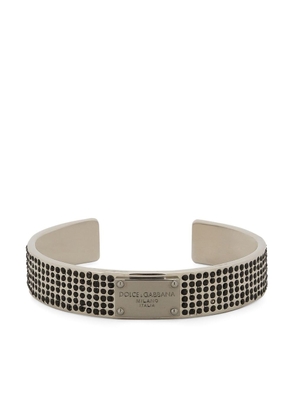 Dolce & Gabbana logo-engraved crystal-embellished bracelet - Silver