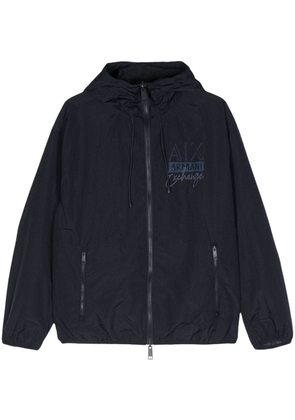 Armani Exchange logo-print reversible hooded jacket - Blue