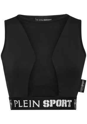 Plein Sport panelled cropped performance top - Black