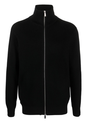 Armani Exchange zip-up ribbed sweatshirt - Black