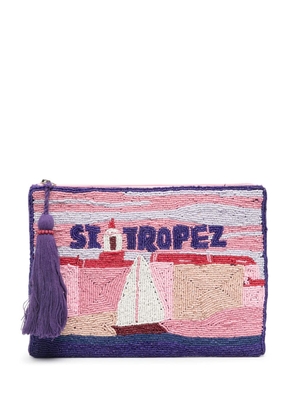 MC2 Saint Barth St. Tropez-motif beaded clutch bag - Purple