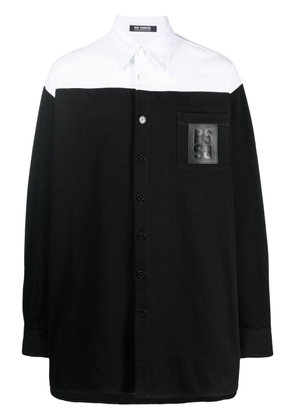 Raf Simons logo-patch panelled shirt - Black